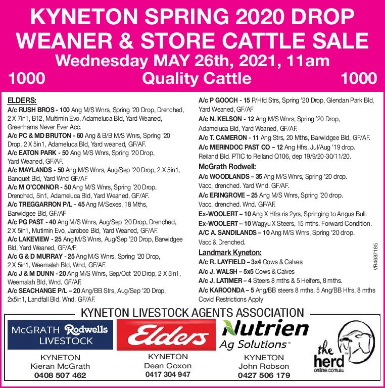 KYNETON SPRING 2020 DROP WEANER & STORE CATTLE SALE