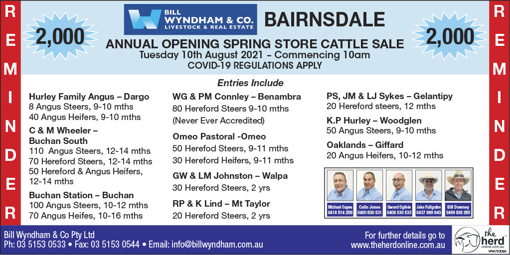 Bill Wyndham & Co ANNUAL OPENING SPRING STORE CATTLE SALE