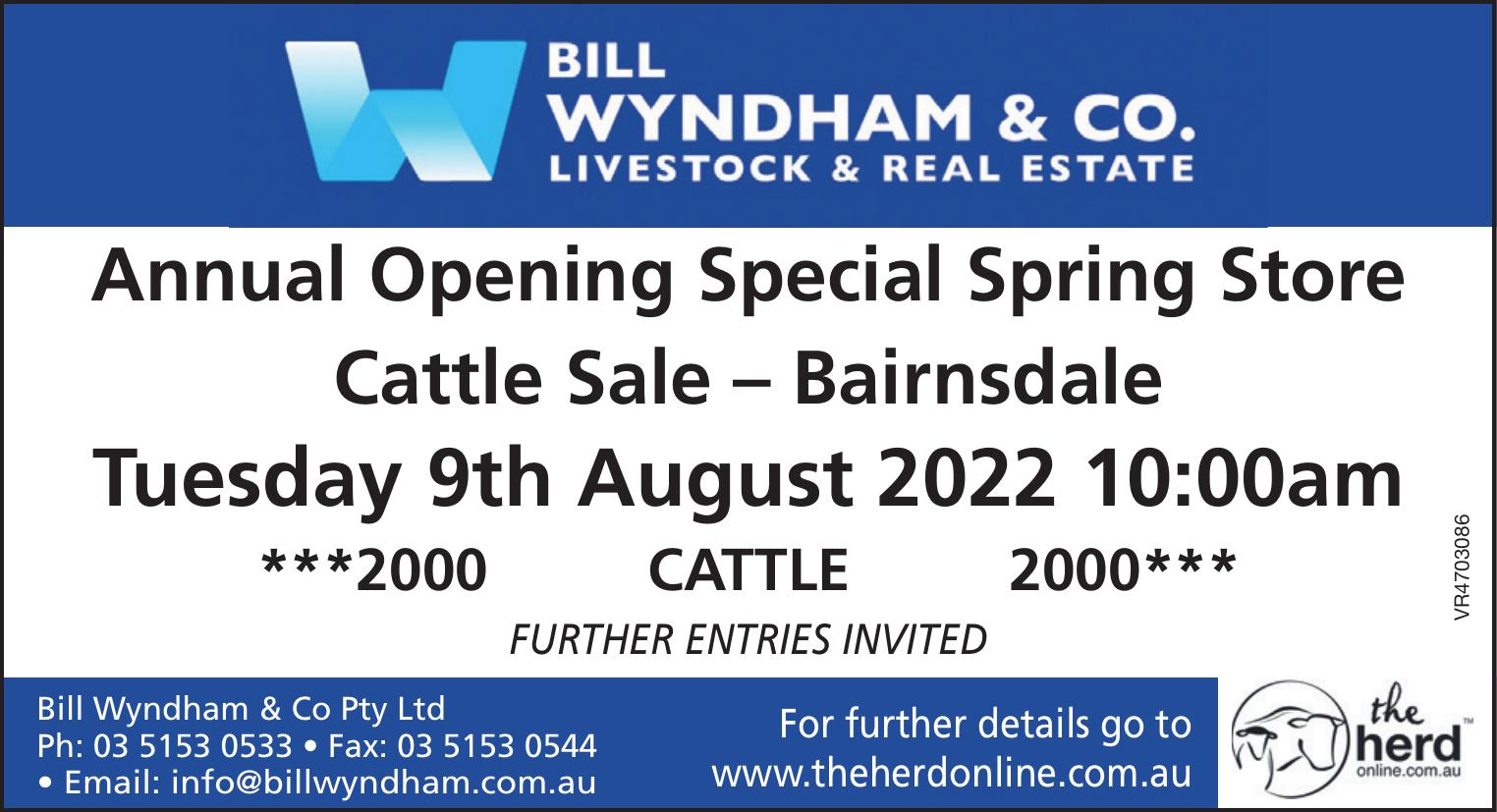 Bill Wyndham & Co Annual Opening Special Spring Sale
